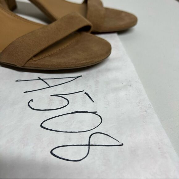 Candie’s Womens Tan Faux Suede  Sandals Size 9,5 M EUC Block Heel Ankle Strap - Picture 15 of 15